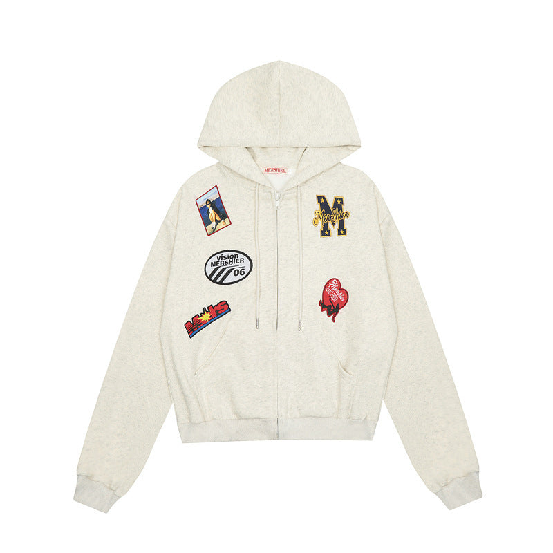 Athletic Badge Zip Hoodie mry001653