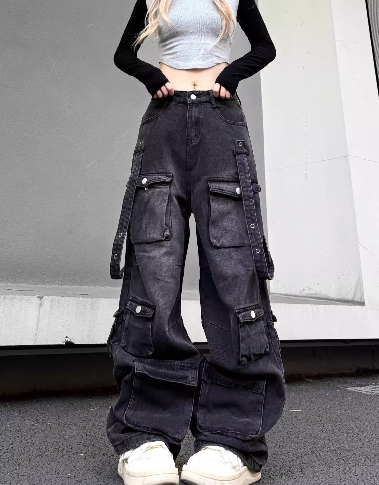 【2color/Unisex】Urban Street Wide Cargo Pants mry001608