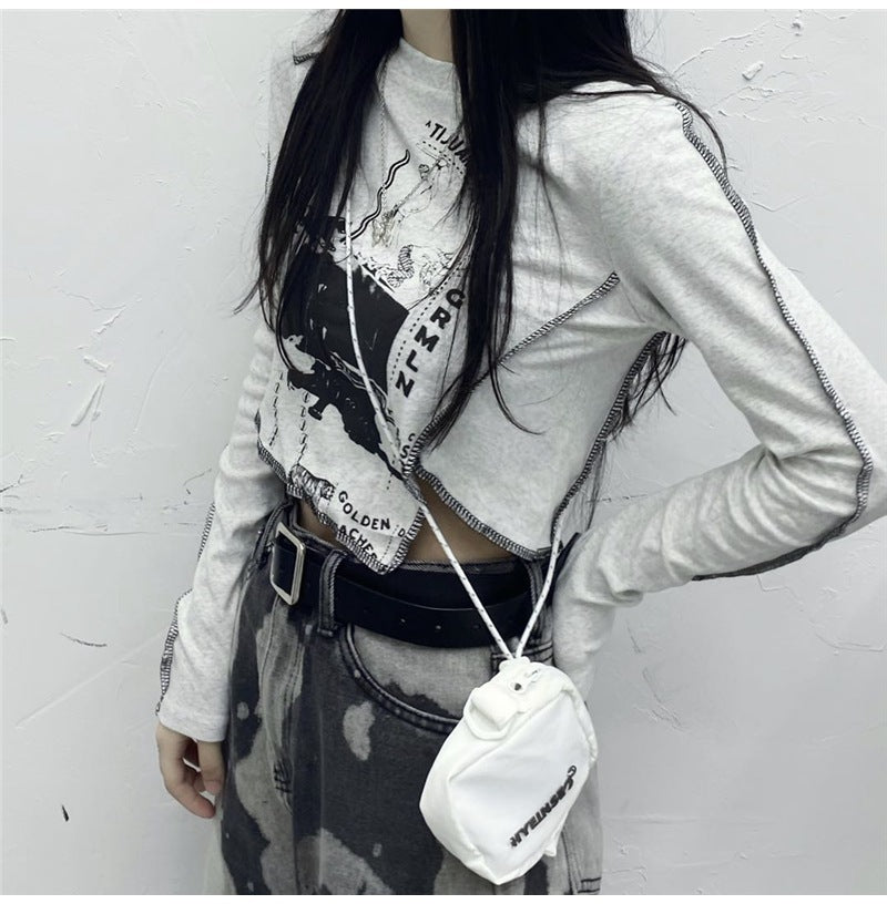 2カラー展開 韓国ストリート ダークホット 長袖Tシャツ ロンT   mry000658
