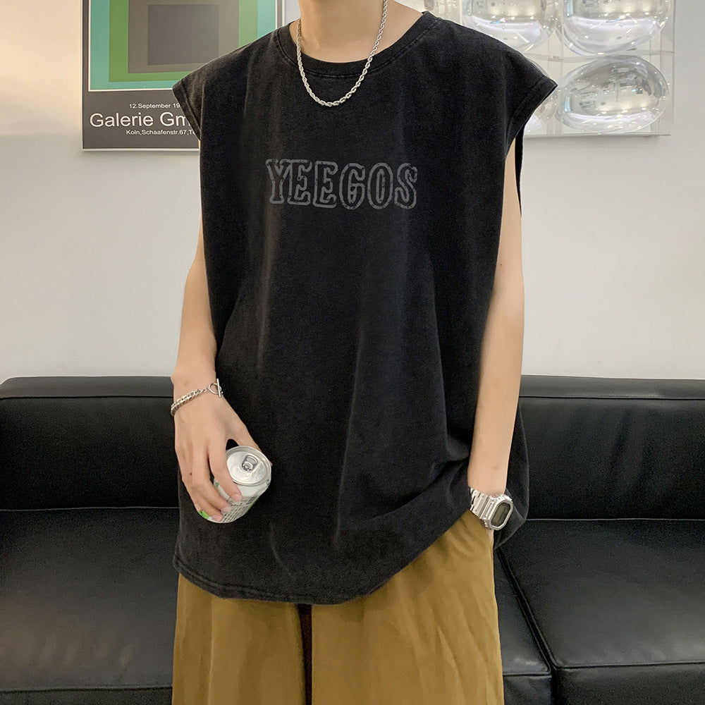 【送料無料】2023SS アメリカン ノースリーブ ダークレトロ 韓国カジュアル 韓国ストリート　mry000924