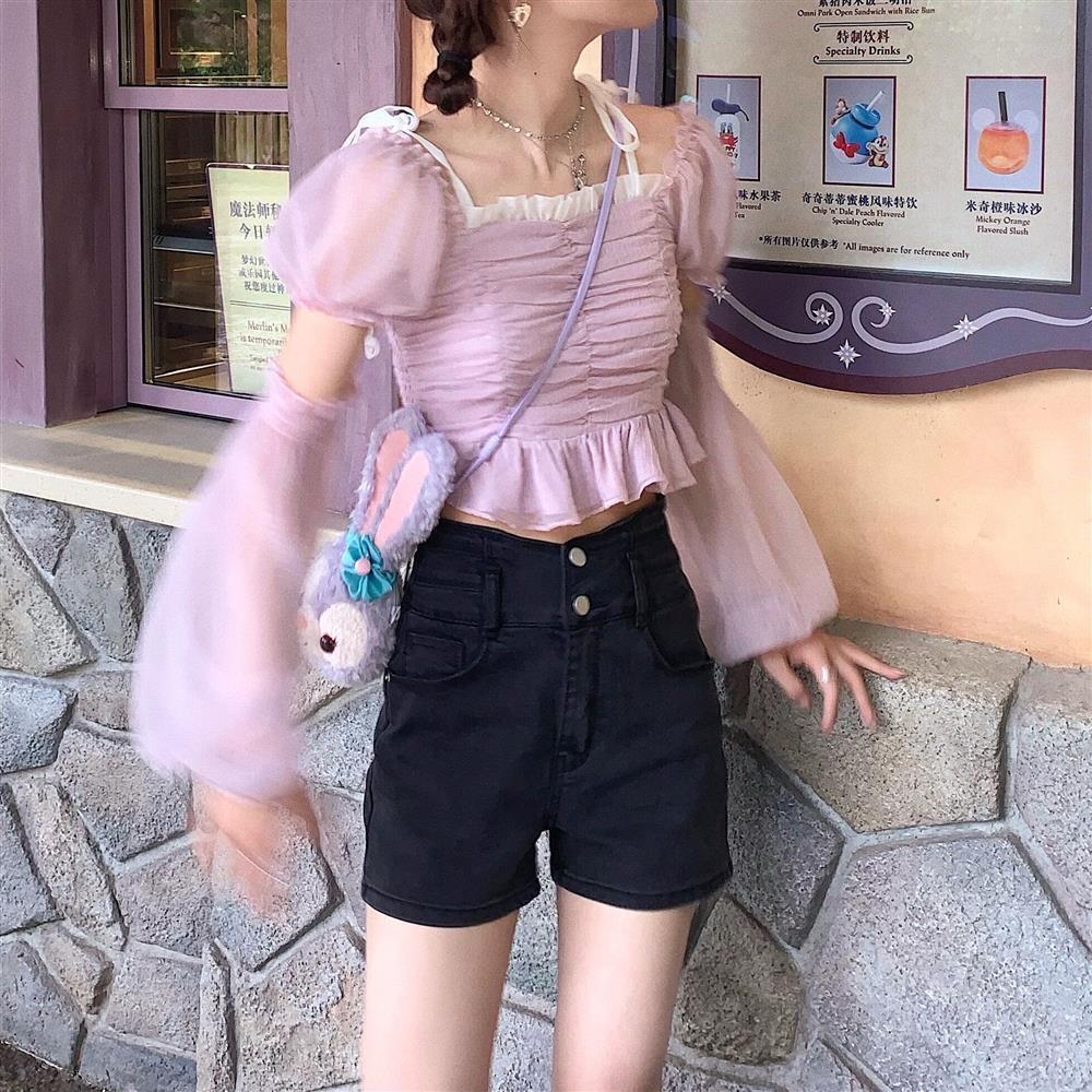 大人気ボートネックシャツ セクシーショート丈sle000030