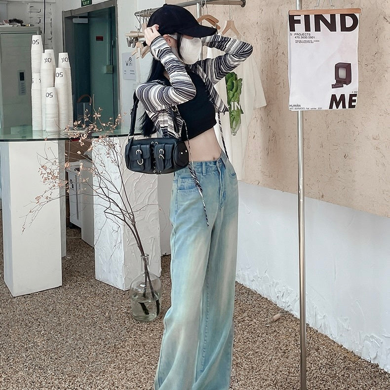 ハイウエスト　ルーズストレート　ワイドパンツ　mry000005