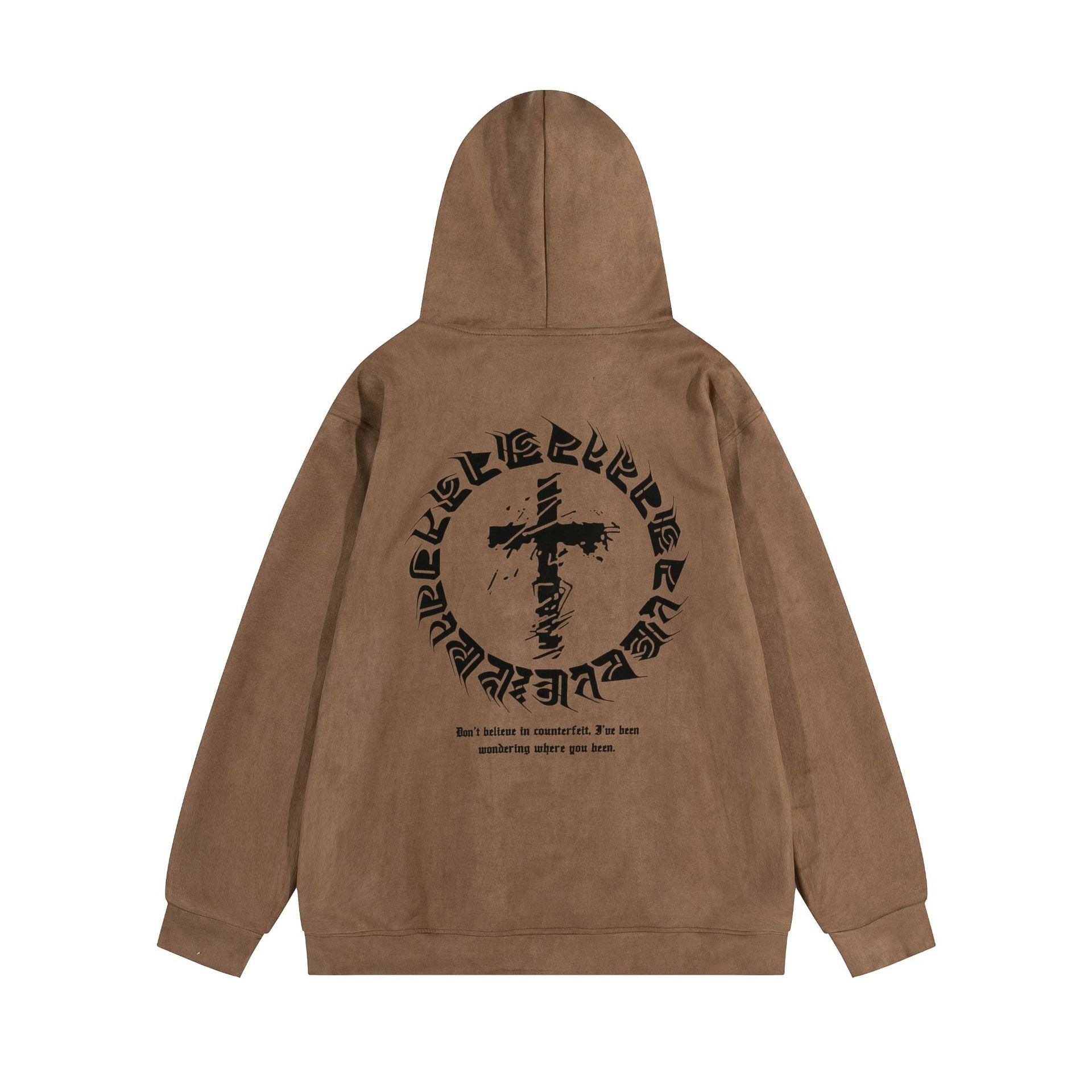 【大人気/2color】American Suede Print Hoodie  mry001001
