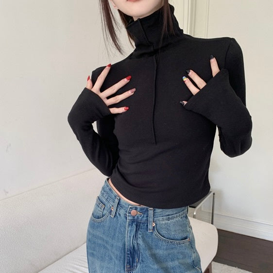 ハイネック　ショート丈Tシャツ　mry000478