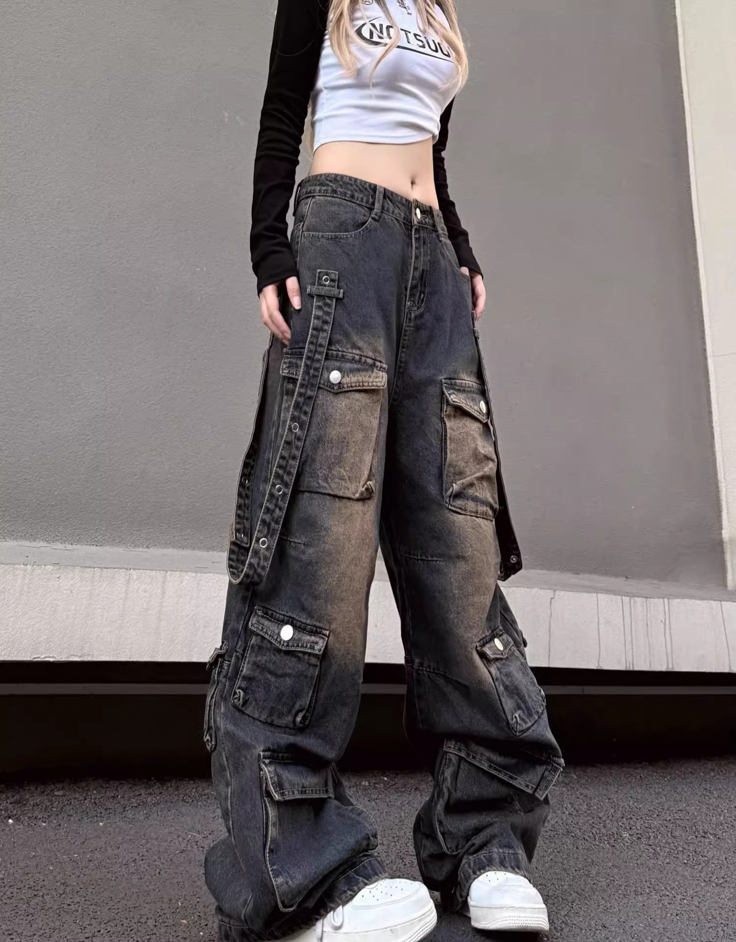 【2color/Unisex】Urban Street Wide Cargo Pants mry001608