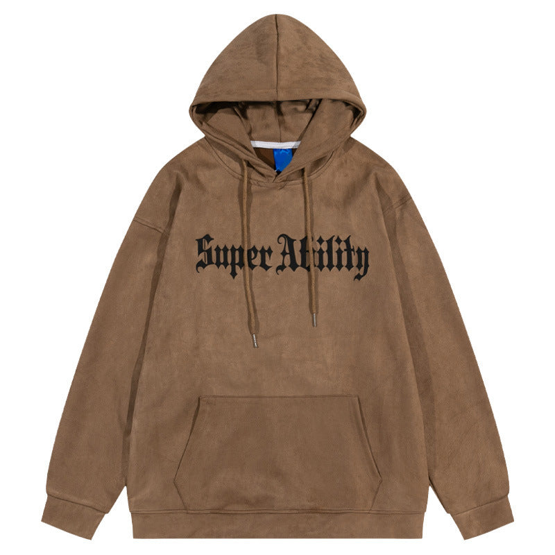 【大人気/2color】American Suede Print Hoodie  mry001001