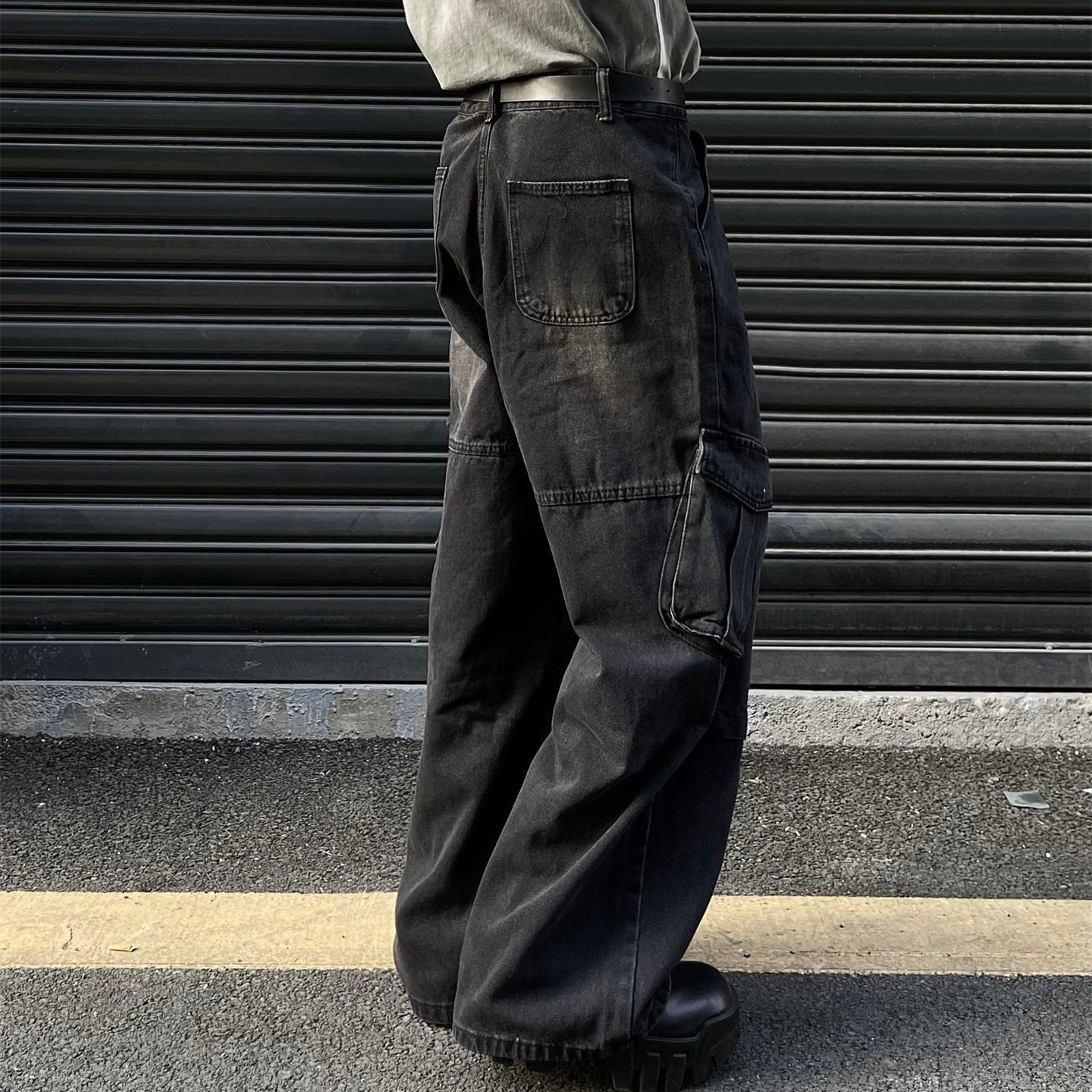 Casual Trendy Vintage Denim Cargo Pants mry001359