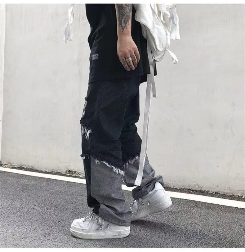 【Unisex】 Distressed Vintage Wide Denim Pants  mry001313