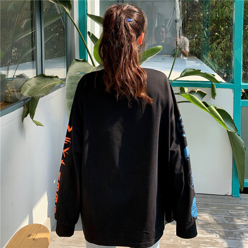 【送料無料】デザイン ロングTシャツ  2カラー 韓国 ストリート カジュアル 春・秋　mry000520