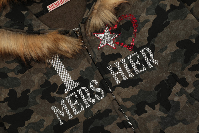 Camo Cozy Fur Jacket mry001638