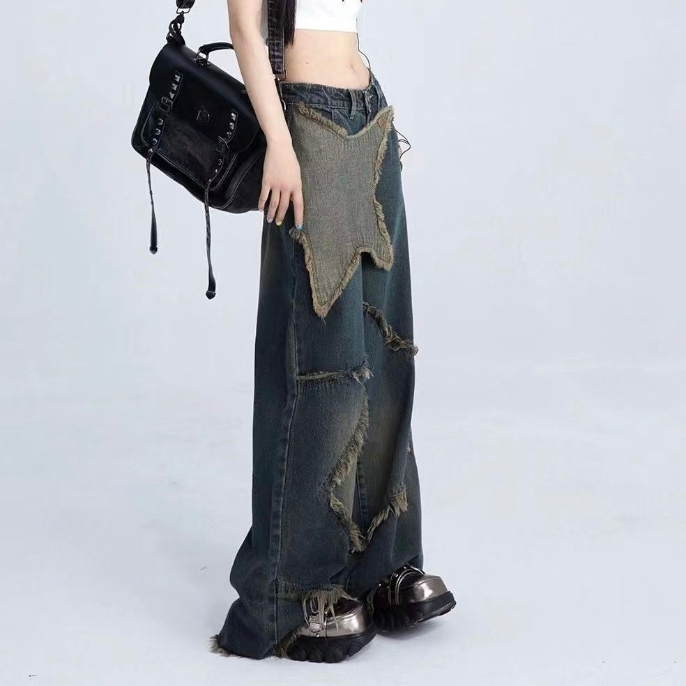 Star Patch Wide-Leg Denim mry001610