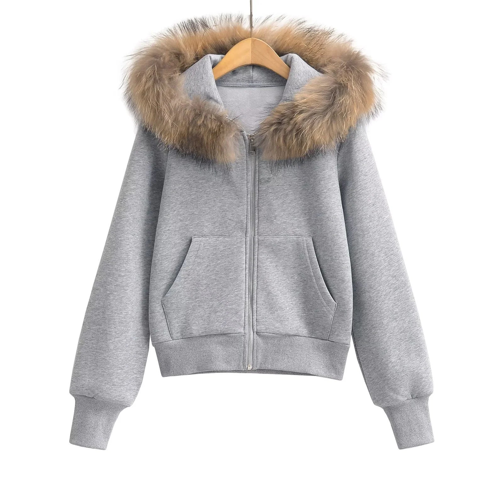 【3color】Faux Fur Luxe Zip Hoodie mry001637