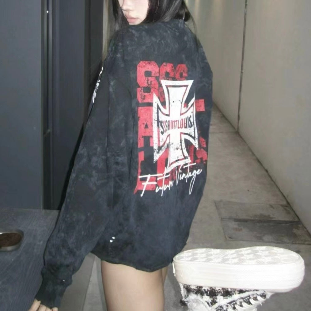 【2color/Hot Item】Cross Motif Long T-Shirt  mry001466