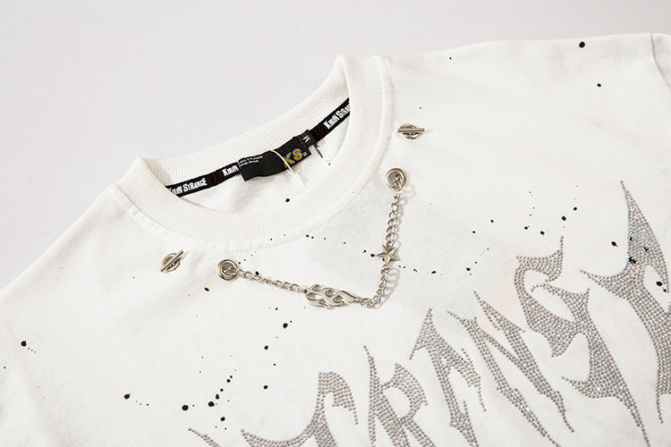 【2color】Punk Chain Detail Long T-Shirt mry001640