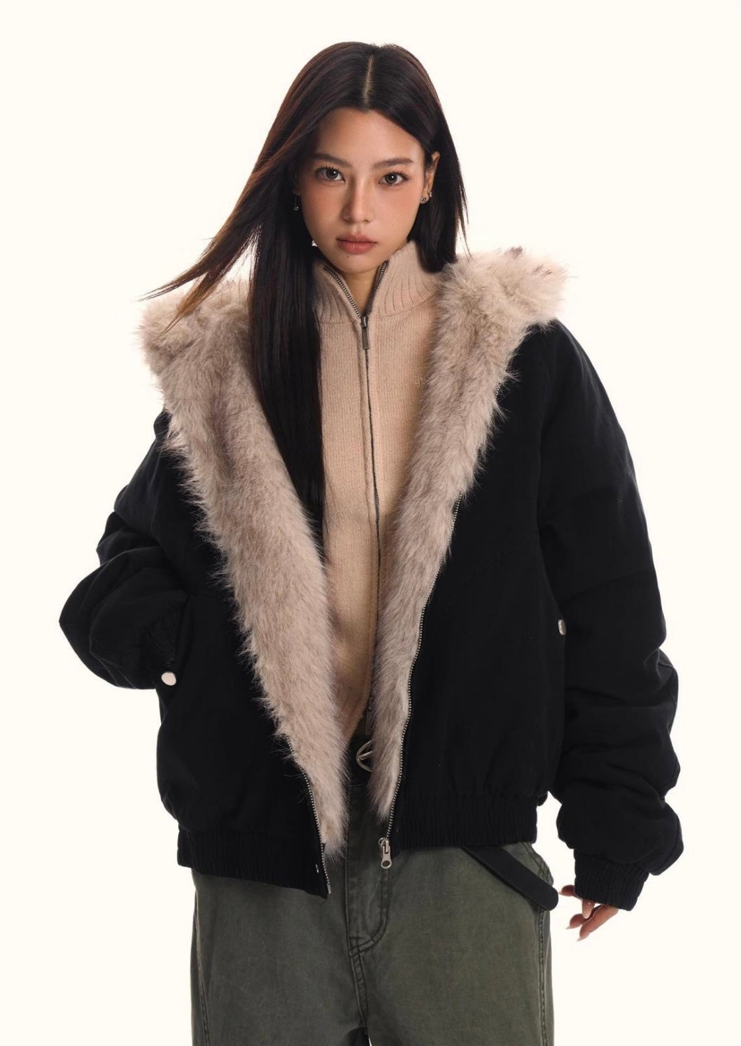 【特別価格/Outer】2color Unisex Edge Line Boa Jacket mry001614