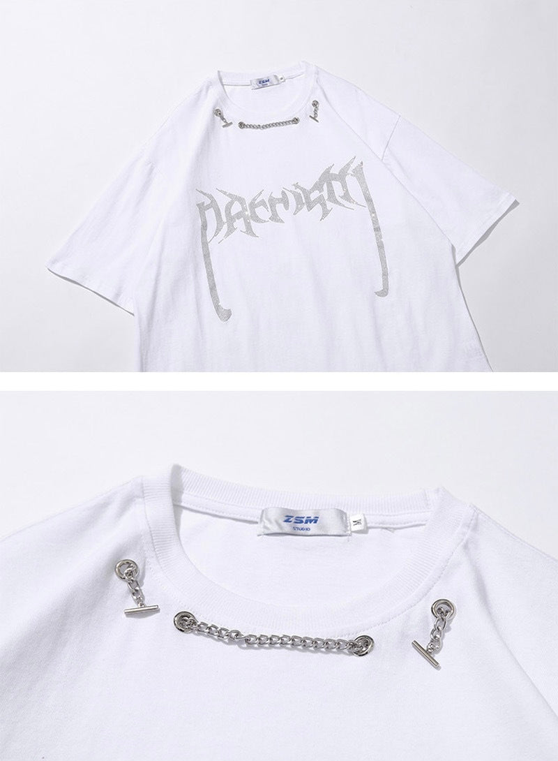 【2color】Vortex Chain Print T-Shirt mry001641