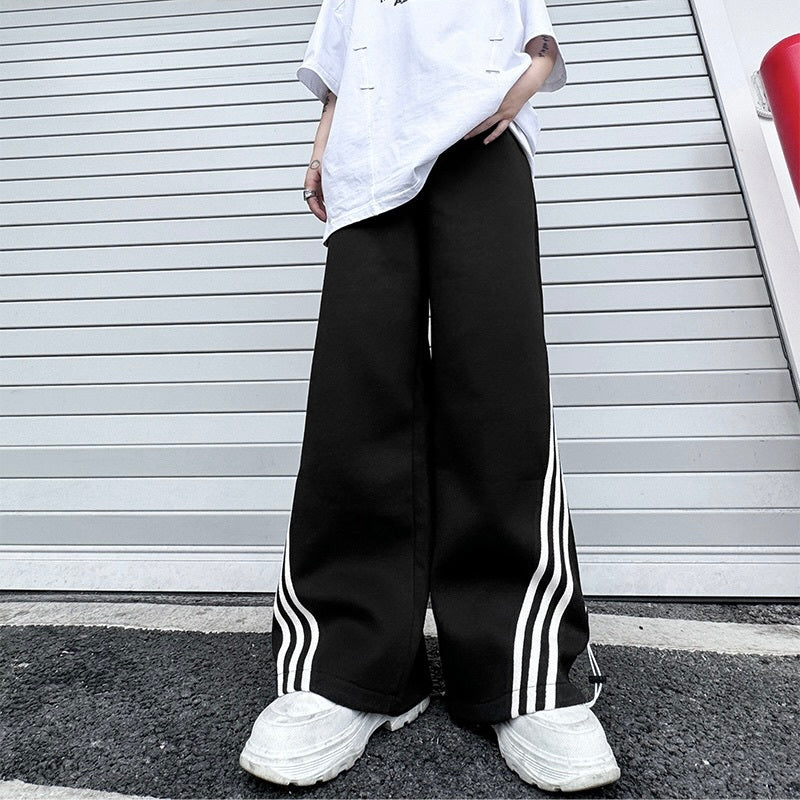 【2color】 Trendy Striped Wide Street Sweat mry001331